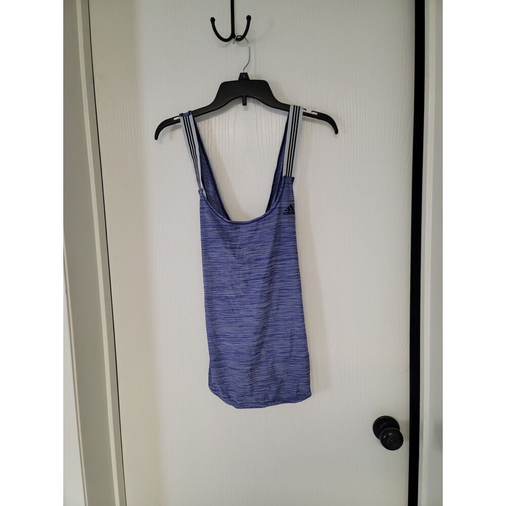 womens purple patterned adidas x cross back climalite athletic tank top - size L